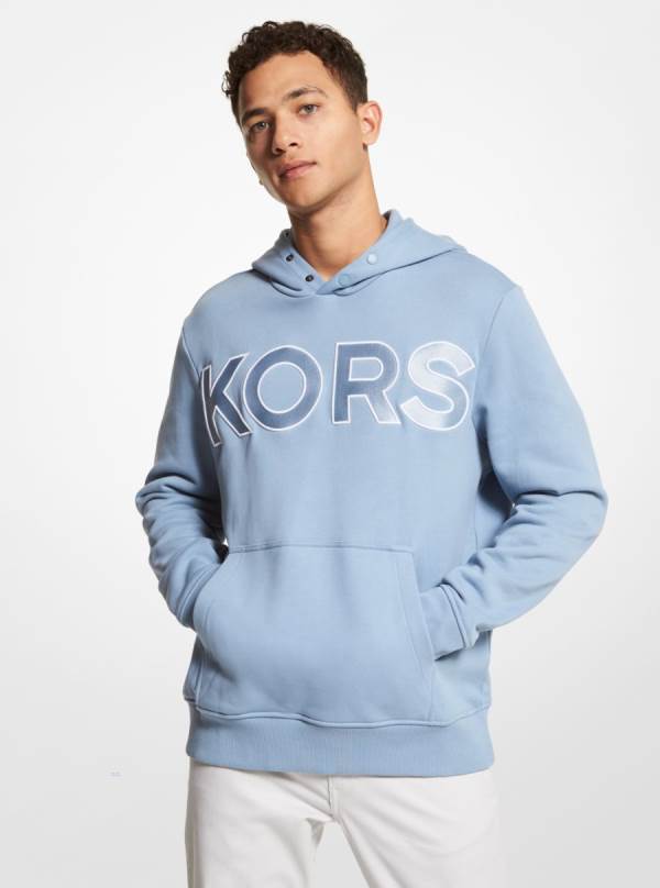 Panske Mikiny S Kapucňou Michael Kors KORS Cotton Terry Námornícka Modrá - Oblecenie Michael Kors Slevy | UPDVC-1485